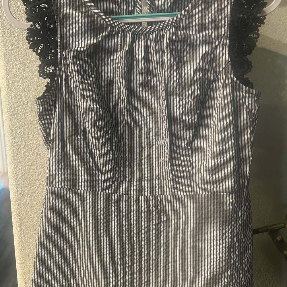 CAbi Black and White Striped Top